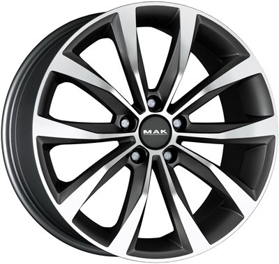 203231 MAK WGM 8018511241B Mak Wolf  fælg, H2 8x18 ET41, 112.00/5, Ø57, Gun met-mirror face - RESTPARTI MAK