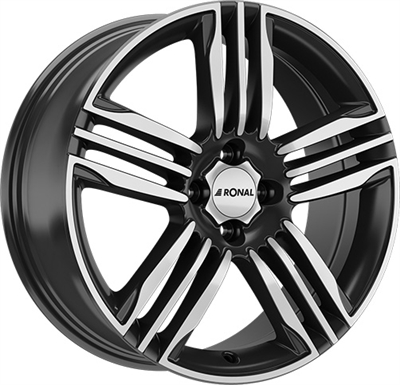 353582 RON R57 7517510038H Ronal R57 fælg, 7.5x17 ET38, 100.00/5, Ø68, matt black - front diamond cut Ronal