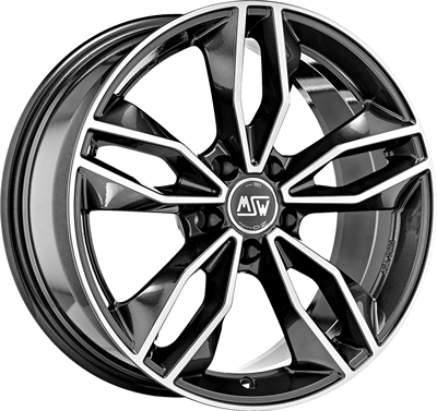 433610 MSW 711 8519511435 MSW 71 fælg, 8.5x19 ET35, 114.30/5, Ø64, gloss dark grey full polished MSW