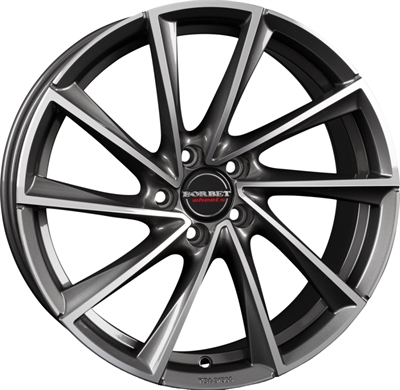 406887 BOR VT3 8018510845 Borbet VTX fælg, 8x18 ET45, 108.00/5, Ø72.5, graphite polished Borbet