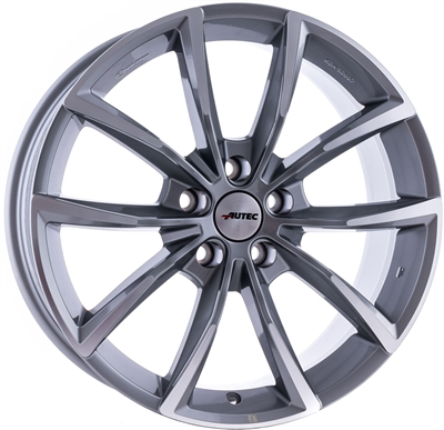 438143 AUT AST 8018511446 Autec Astana fælg, 8x18 ET46, 114.30/5, Ø67, titanium silver polished Autec