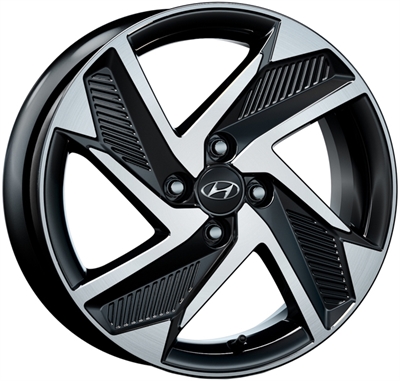439508 ALU HYU HA52910K7200 Hyundai HA52910K7200 fælg, 6.5x16 ET48, 100.00/4, Ø54, Black & Polish (incl. cap 52960H5300) Hyundai