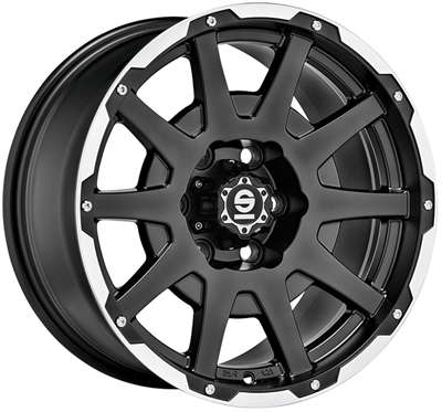 439452 SPA DAL 8518613927 Sparco Dakar fælg, 8.5x18 ET27, 139.70/6, Ø106, matt black lip polished+rivets Sparco
