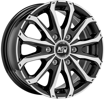 450404 MSW 48V6P 651661256 MSW 48 Van 6H fælg, 6.5x16 ET68, 125.00/6, Ø74, Black Polished MSW