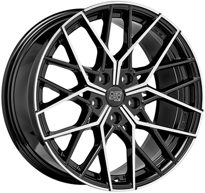 455689 MSW 74BP 8019511445 MSW 74 fælg, 8x19 ET45, 114.30/5, Ø73, gloss black full polished MSW