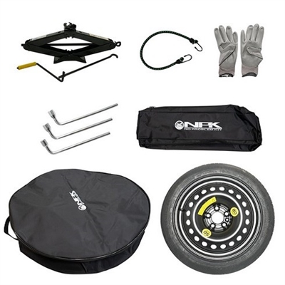 440644 SPARE SET R307B Reservehjul 125/80-17, stål 4.5x17,5x108.00 CB63.3 Inkl. donkraft, hjulnøgle og adapter. Alt i en taske. Spare Wheel Kit
