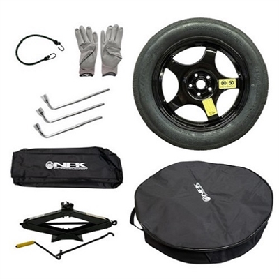 450635 SPARE SET R632D Reservehjul 155/85-18, stål 4x18,5x114.30 CB67 Inkl. donkraft, hjulnøgle og adapter. Alt i en taske. Spare Wheel Kit