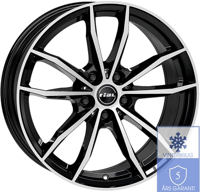462265 UW X12DBP 8019511239 Rial X12 fælg, 8x19 ET39, 112.00/5, Ø66.6, diamond-black front polished Rial