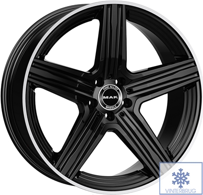 473416 MAK LDR 9520511257B MAK Lewis D fælg, 9.5x20 ET57, 112.00/5, Ø66.6, gloss black mirror ring MAK