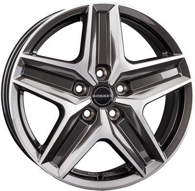 496851 BOR CW14 7518511248D Borbet CWZ fælg, 7.5x18 ET48, 112.00/5, Ø66.5, Mistral anthracite glossy polished Borbet
