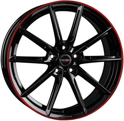 496626 BOR LX1 8019511445C Borbet LX19 fælg, 8x19 ET45, 114.30/5, Ø72.5, Black glossy rim red Borbet