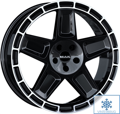 484680 MAK TR1 9020511250B MAK Trek fælg, 9x20 ET50, 112.00/5, Ø66.6, Gloss black mirror ring MAK